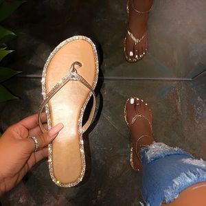 Silver Rhine stone slippers